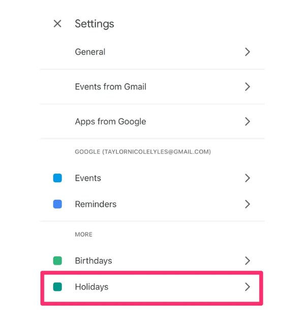 Image showing Adding a holiday to your Google Calendar