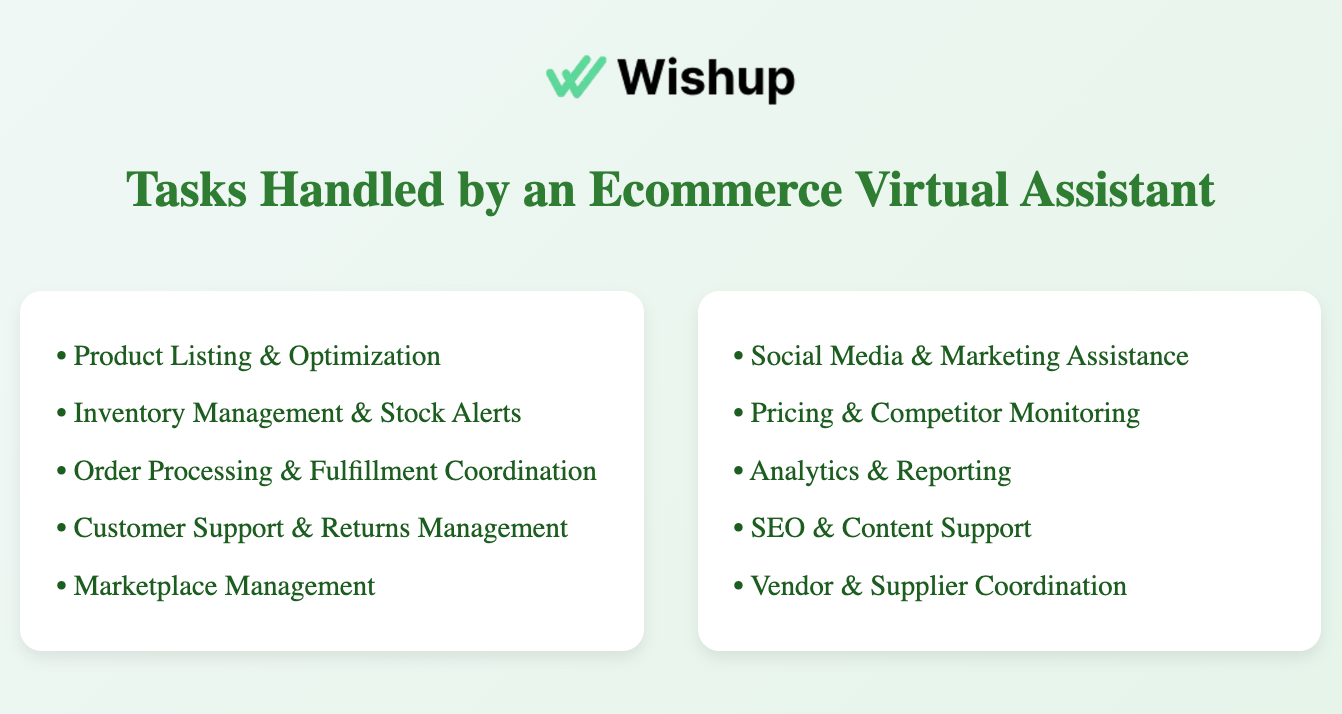 Tasks handled by an ecommerce virtual assistant in USA