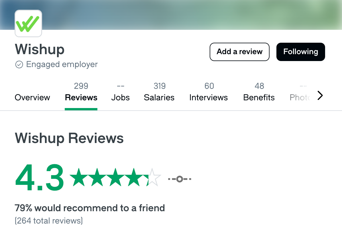 High Glassdoor ratings from Wishup's happy VAs