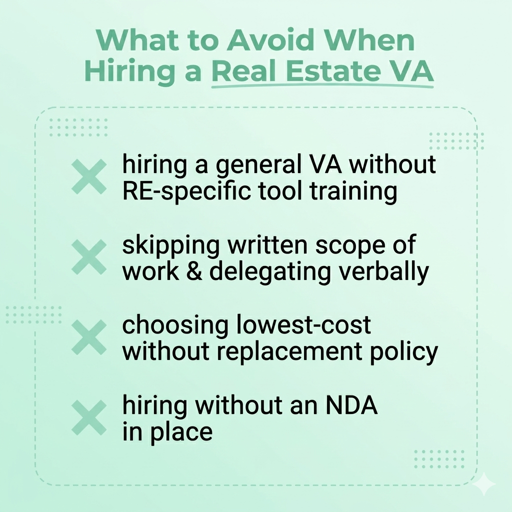 what to avoid when hiring a real estate VA
