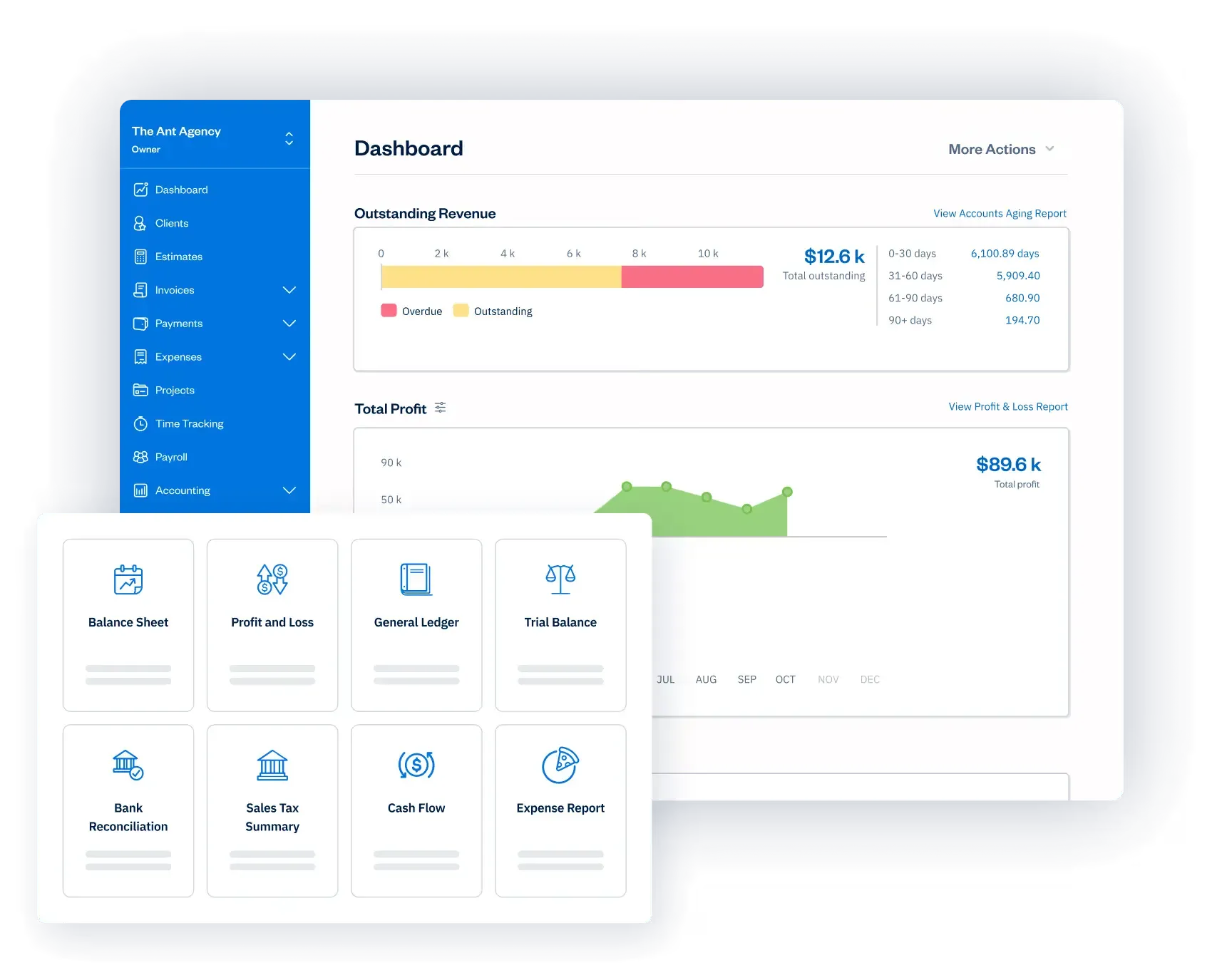 freshbook's dashboard.